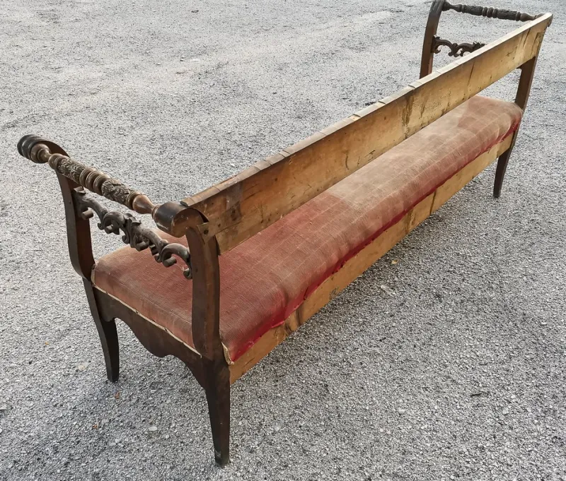 Pamono Bench in Walnut Veneer, Italy, 1830s> Benches