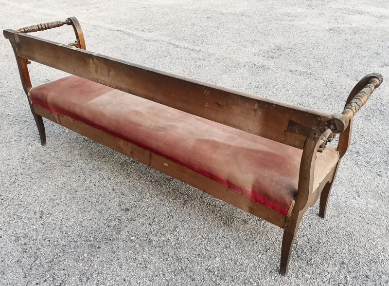 Pamono Bench in Walnut Veneer, Italy, 1830s> Benches
