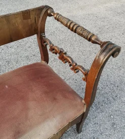 Pamono Bench in Walnut Veneer, Italy, 1830s><noscript><img width=