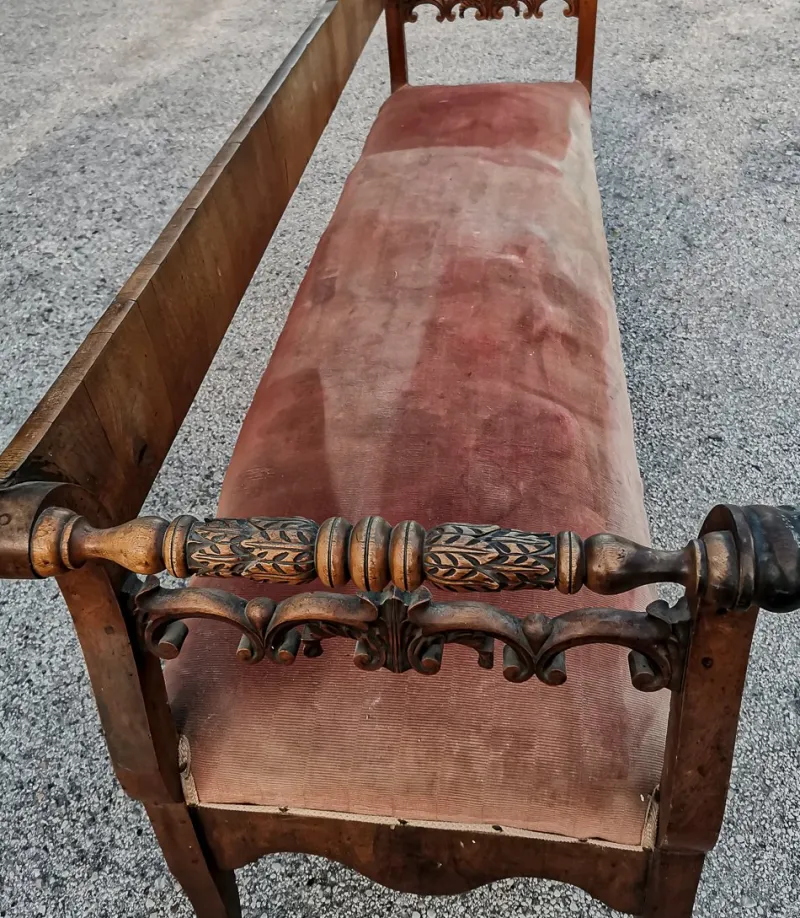 Pamono Bench in Walnut Veneer, Italy, 1830s> Benches