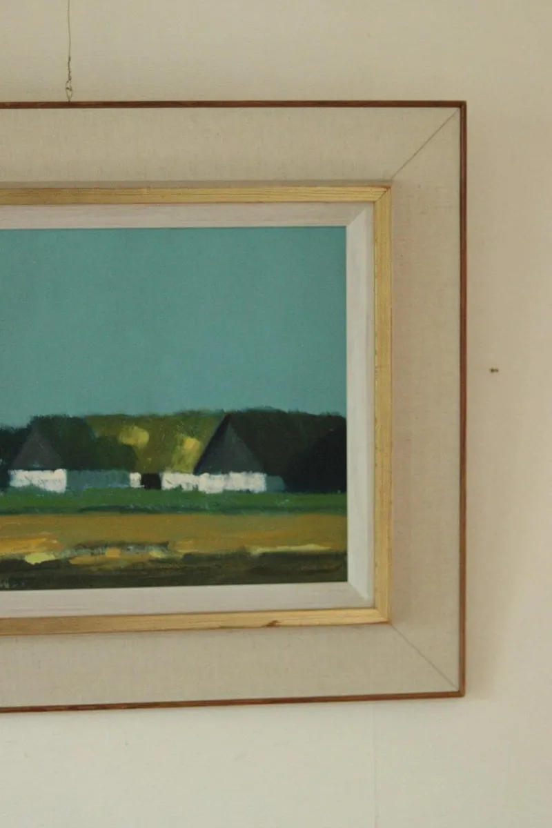 Pamono Bengt Hillgrund, Farm Motif, 1960s, Oil on Canvas, Framed> Mid-Century
