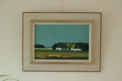 Pamono Bengt Hillgrund, Farm Motif, 1960s, Oil on Canvas, Framed><noscript><img width=