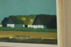 Pamono Bengt Hillgrund, Farm Motif, 1960s, Oil on Canvas, Framed><noscript><img width=