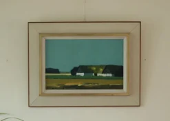 Pamono Bengt Hillgrund, Farm Motif, 1960s, Oil on Canvas, Framed><noscript><img width=