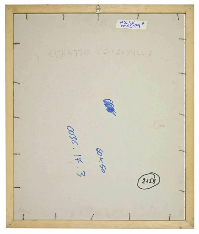 Outlet Pamono Benito Trolese, Self Portrait with Horse, 1987, Mixed Media on Paper
