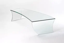 Pamono Bent Straight Coffee Table in Clear Crystal Glass by Barberini & Gunnell><noscript><img width=
