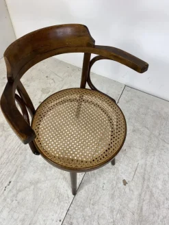 Pamono Bentwood Desk Chair with Rattan Seat by Thonet for Ligna, 1900s><noscript><img width=