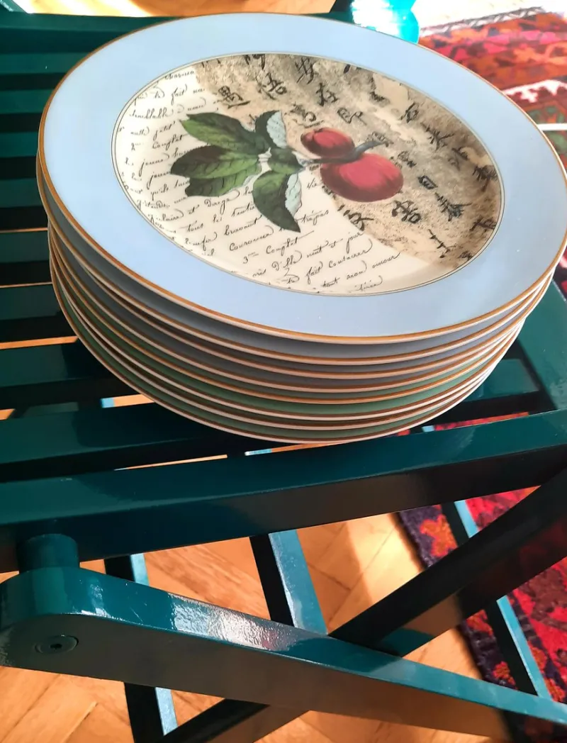 Pamono Bernardaud Limoges Poesie Plates, 1990s, Set of 8> Dinner Plates & Bowls