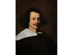 Outlet Pamono Bernardo Strozzi, Portrait of a Man with White Collar, Oil on Canvas, 17th Century, Framed