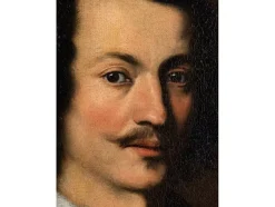 Outlet Pamono Bernardo Strozzi, Portrait of a Man with White Collar, Oil on Canvas, 17th Century, Framed