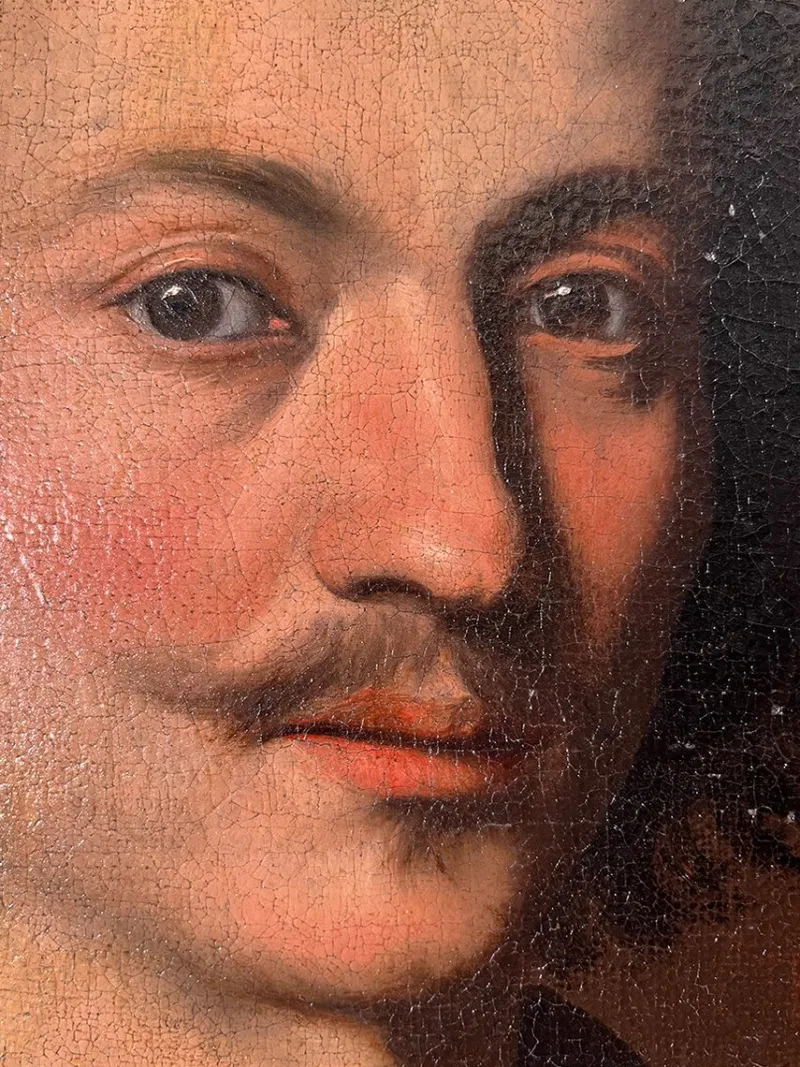 Outlet Pamono Bernardo Strozzi, Portrait of a Man with White Collar, Oil on Canvas, 17th Century, Framed