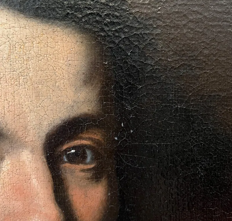 Outlet Pamono Bernardo Strozzi, Portrait of a Man with White Collar, Oil on Canvas, 17th Century, Framed