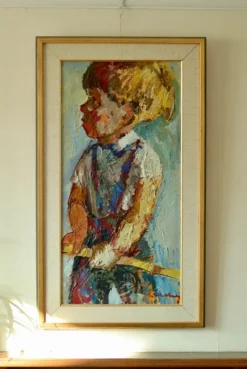 Online Pamono Bertil Wahlberg, Portrait of a Young Boy, Oil on Canvas, 1960s, Framed