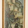 Pamono Bertil Wahlberg, Southern Village Motif, 1950s, Oil on Panel, Framed