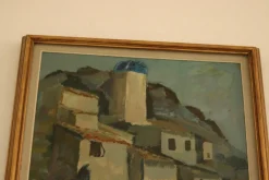 Pamono Bertil Wahlberg, Southern Village Motif, 1950s, Oil on Panel, Framed