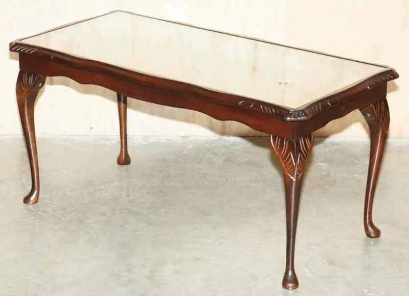 Pamono Bevan Funnell Coffee Table in Green Leather and Beech Wood> Coffee & Side Tables