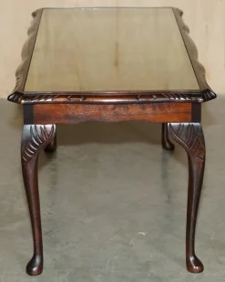 Pamono Bevan Funnell Coffee Table in Green Leather and Beech Wood><noscript><img width=