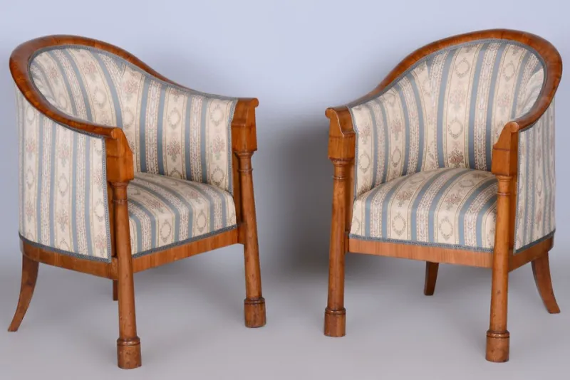 Pamono Biedermeier Birch Seating Set, Vienna, Austria, 1830s, Set of 3> Living Room Sets