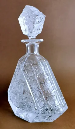 Discount Pamono Biedermeier Bohemian Cut & Ground Crystal Liquor Bottle, 1920s