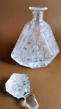 Discount Pamono Biedermeier Bohemian Cut & Ground Crystal Liquor Bottle, 1920s
