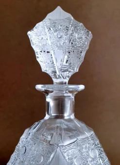 Discount Pamono Biedermeier Bohemian Cut & Ground Crystal Liquor Bottle, 1920s