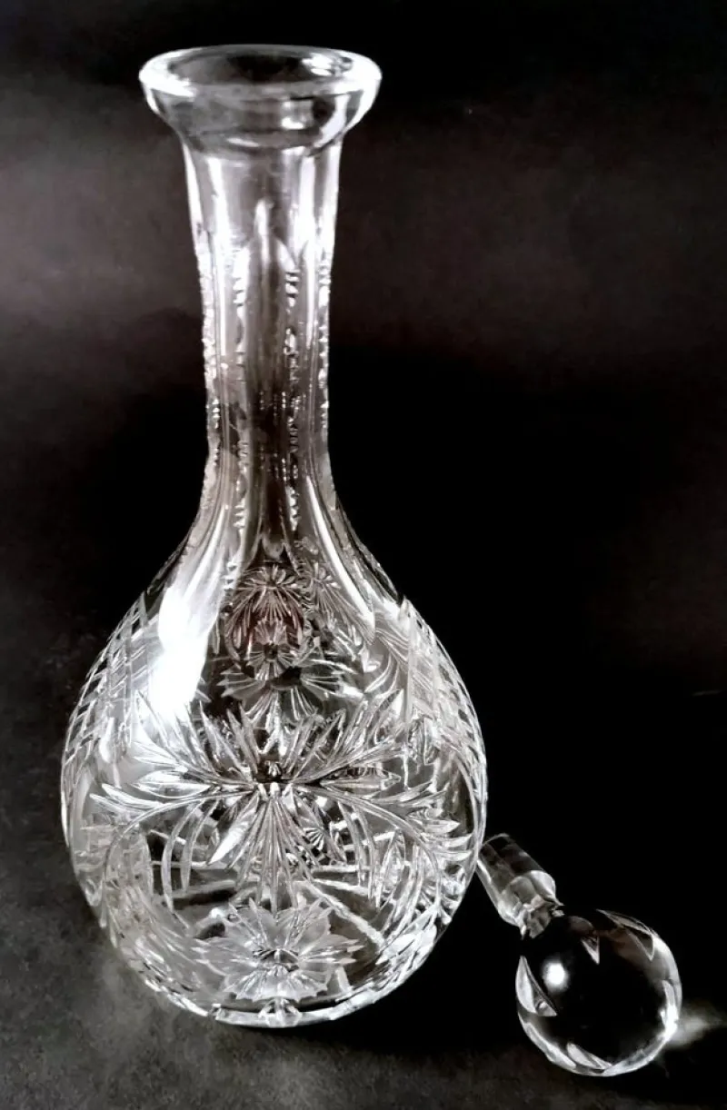 Online Pamono Biedermeier Bohemian Hand-Cut and Ground Crystal Liquor Bottle, 1910s