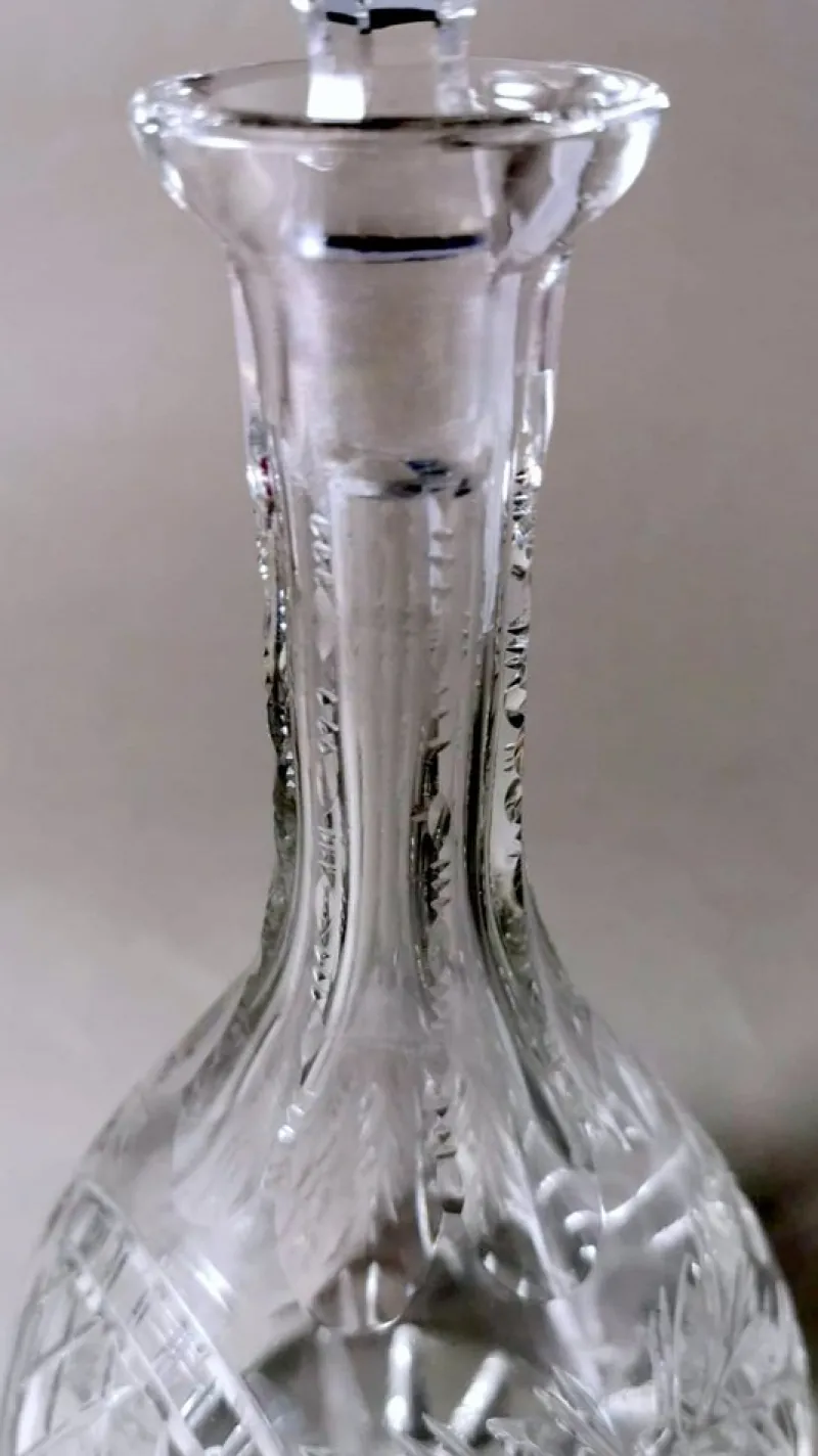 Online Pamono Biedermeier Bohemian Hand-Cut and Ground Crystal Liquor Bottle, 1910s
