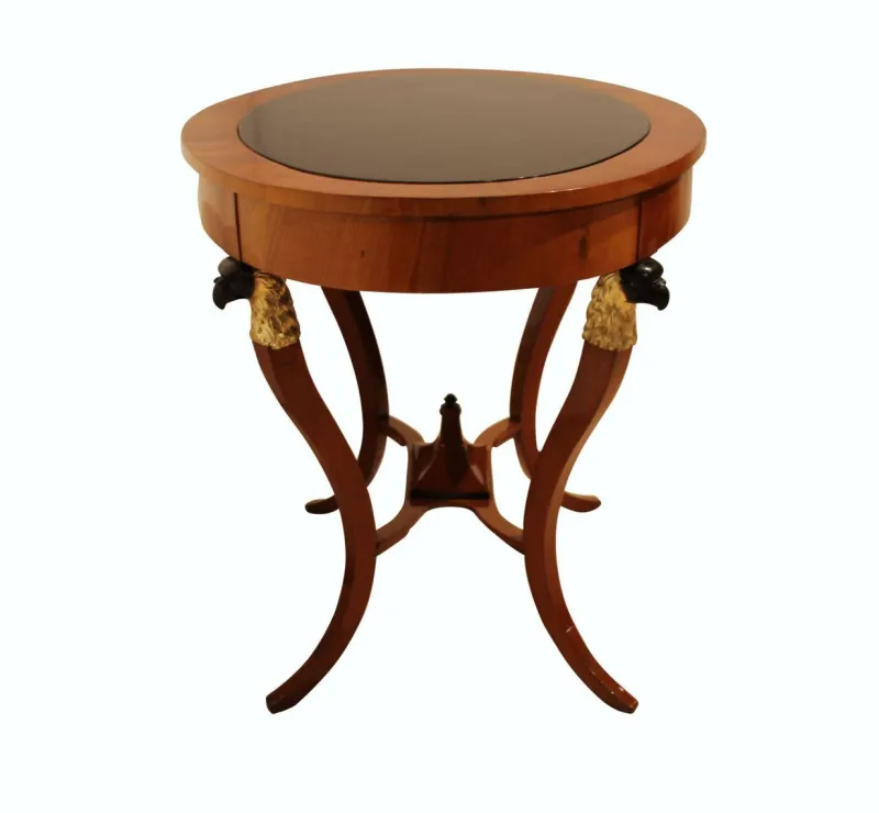 Pamono Biedermeier Cherry Veneer Gold-Leaf Center Table, Austria, 1820s> Game Tables