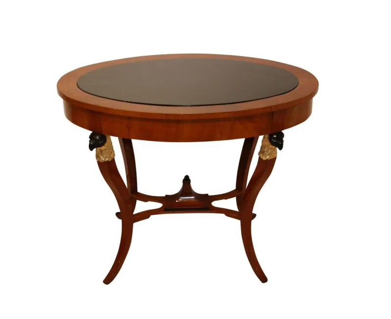 Pamono Biedermeier Cherry Veneer Gold-Leaf Center Table, Austria, 1820s> Game Tables