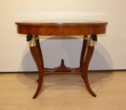 Pamono Biedermeier Cherry Veneer Gold-Leaf Center Table, Austria, 1820s><noscript><img width=