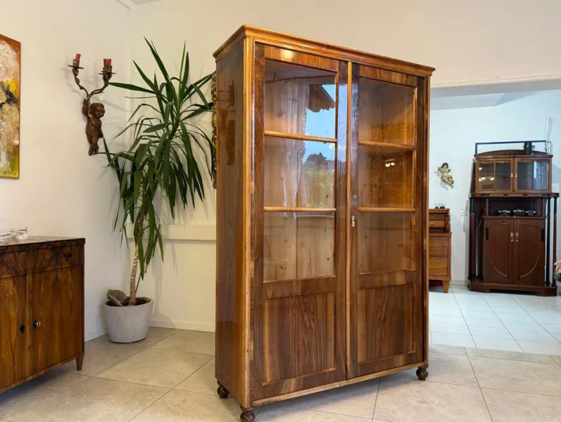 New Pamono Biedermeier Display Cabinet in Glass