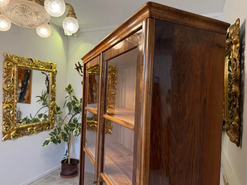 New Pamono Biedermeier Display Cabinet in Glass