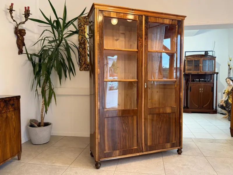 New Pamono Biedermeier Display Cabinet in Glass