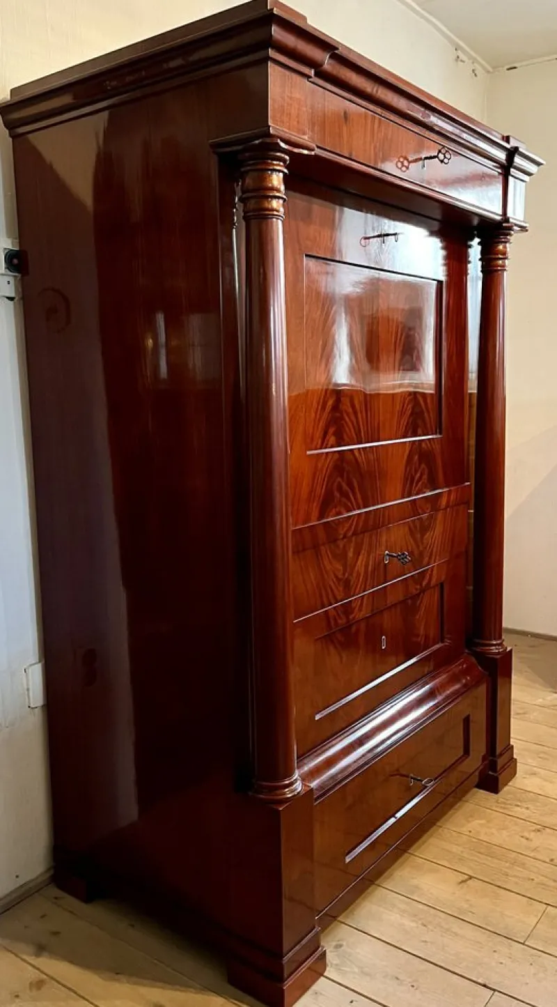 Pamono Biedermeier Mahogany Veneer Secretary, 1800s> Secretaires