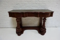 Pamono Biedermeier Mahogany Wall Console Table or Desk with Leather Inlay Top and Drawer><noscript><img width=