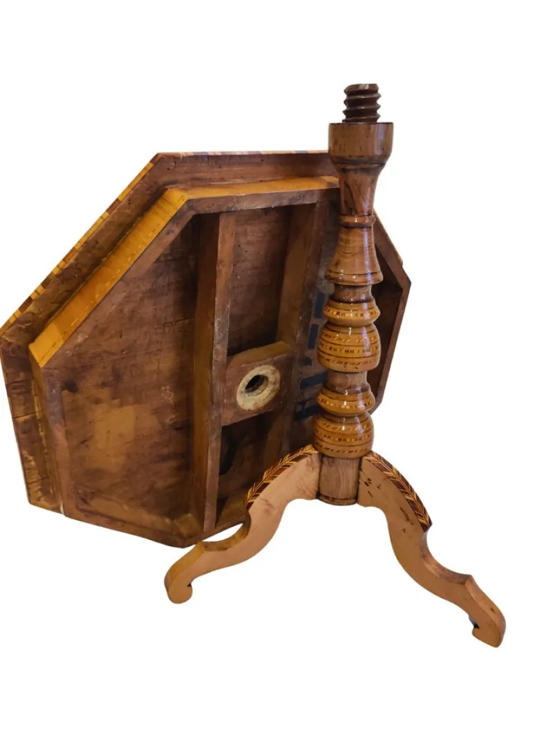 New Pamono Biedermeier Marquetry Chess Table, 19th Century