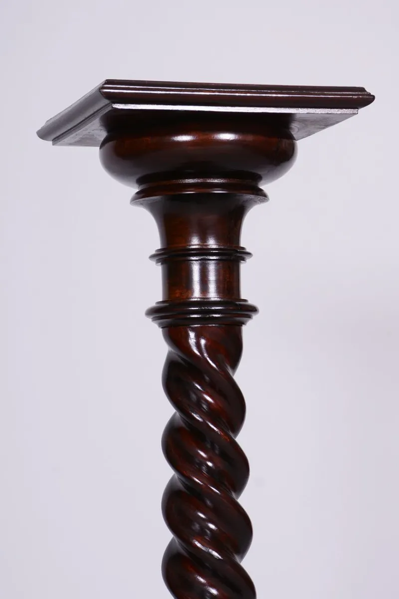 Pamono Biedermeier Pedestal in Stained Walnut, Austria, 1840s> Pedestals And Columns