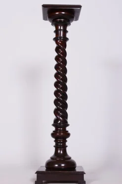 Pamono Biedermeier Pedestal in Stained Walnut, Austria, 1840s><noscript><img width=