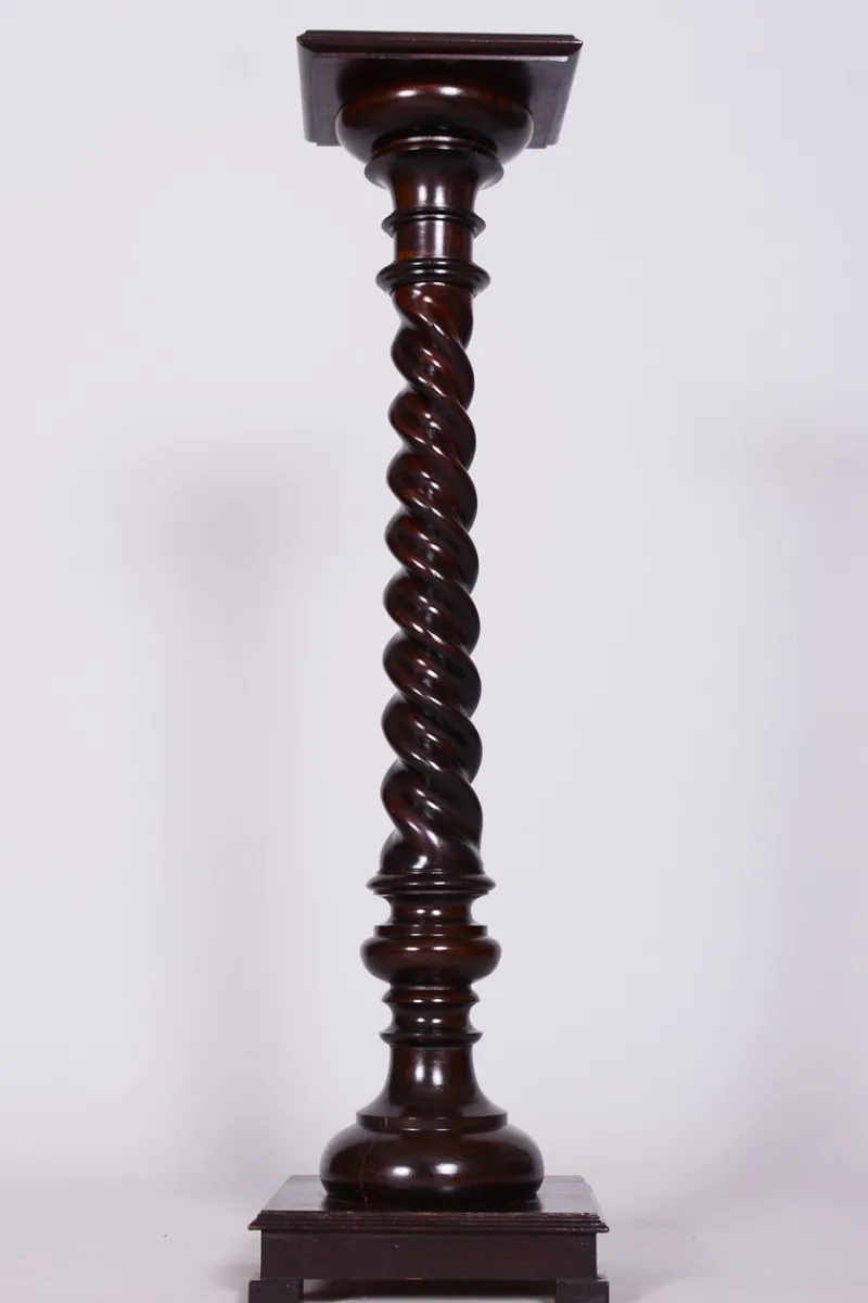 Pamono Biedermeier Pedestal in Stained Walnut, Austria, 1840s> Pedestals And Columns