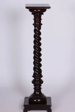 Pamono Biedermeier Pedestal in Stained Walnut, Austria, 1840s><noscript><img width=