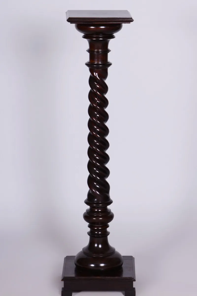 Pamono Biedermeier Pedestal in Stained Walnut, Austria, 1840s> Pedestals And Columns