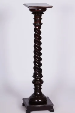Pamono Biedermeier Pedestal in Stained Walnut, Austria, 1840s><noscript><img width=