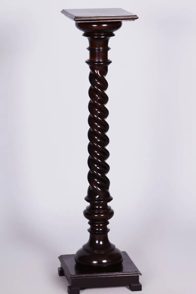 Pamono Biedermeier Pedestal in Stained Walnut, Austria, 1840s> Pedestals And Columns