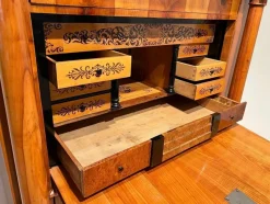Pamono Biedermeier Secretaire in Cherrywood and Maple with Inlays and Brass, South Germany, 1830s><noscript><img width=