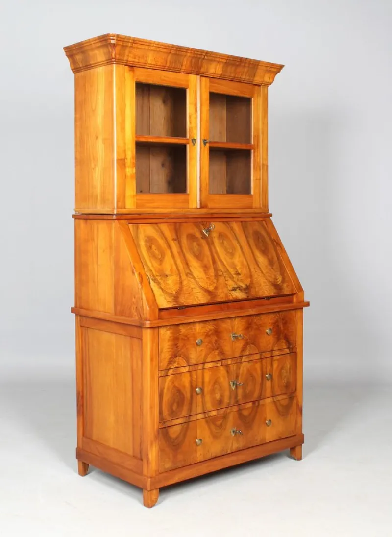 Outlet Pamono Biedermeier Secretaire with Brass Handles, 1845