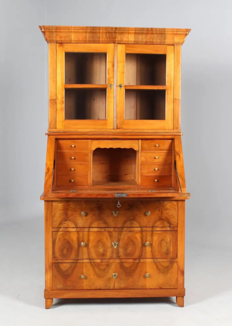 Outlet Pamono Biedermeier Secretaire with Brass Handles, 1845