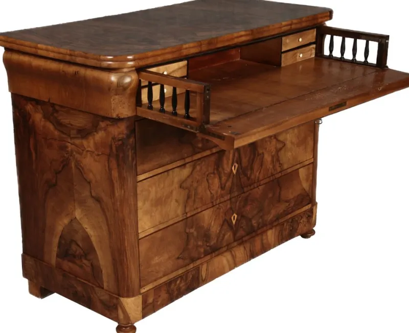 Pamono Biedermeier Secretary Chest in Walnut, 1830s> Secretaires