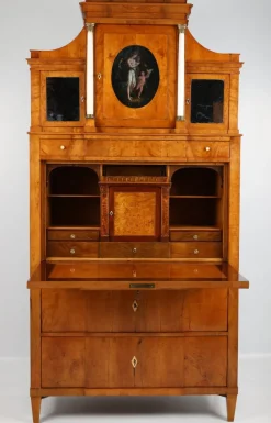 Pamono Biedermeier Secretary in Pearwood, Braunschweig, Germany, 1820s> Secretaires