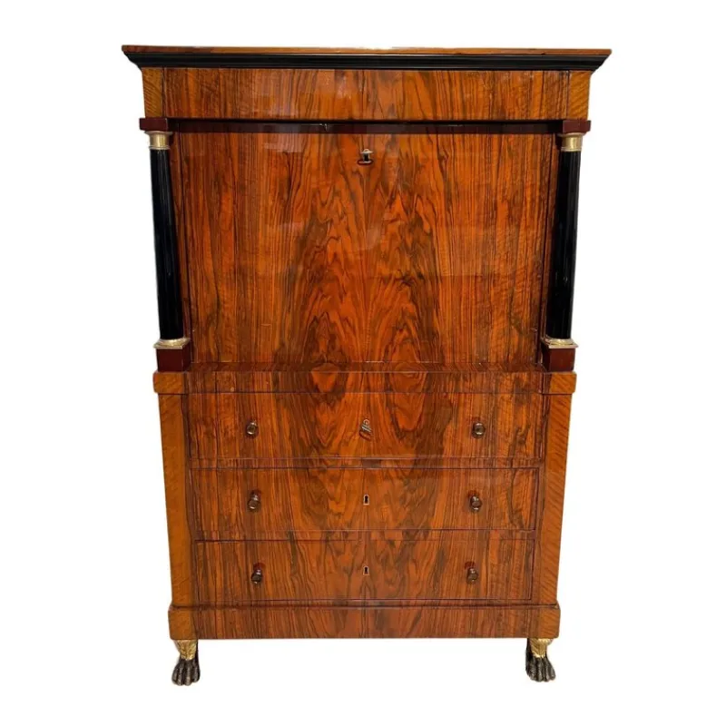 Pamono Biedermeier Secretary in Walnut and Maple, 1820