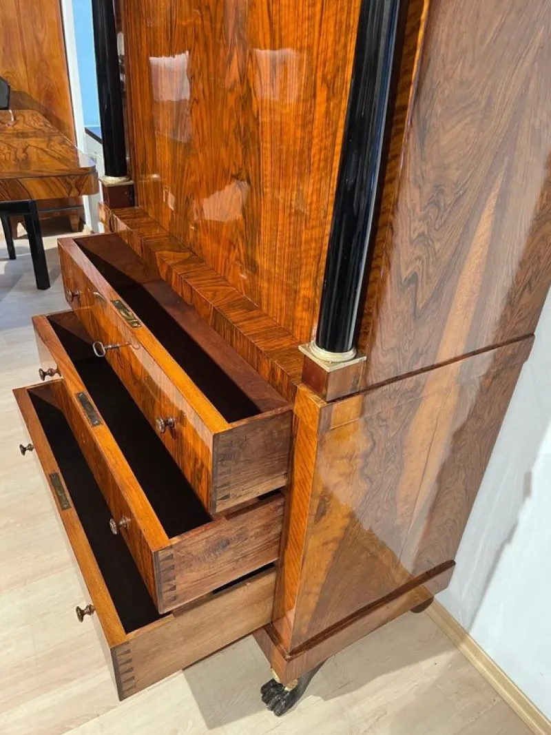 Pamono Biedermeier Secretary in Walnut and Maple, 1820